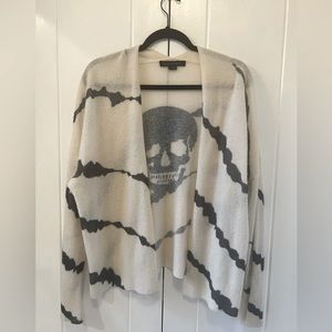 Skull Cashmere (100% cashmere) Cardigan. Size M. Skull design on back.